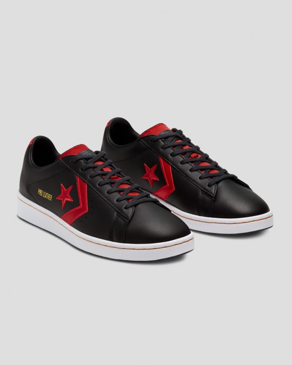 Converse Pro Leather Bleeding Colours Sort Sko Danmark - Converse Lave Sneakers Herre - 40179XPMT